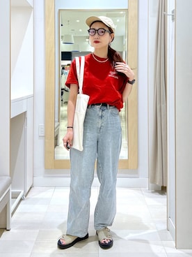 「GLOBAL WORK（グローバルワーク）のアイテム（帽子）」を使った、アリマさん（レディース・158cm）の夏コーディネート