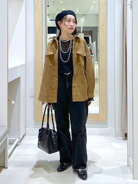 「GLOBAL WORK（グローバルワーク）のGOODデニムバギーパンツ/498388（デニムパンツ）」を使った、アリマさん（レディース・158cm）の秋コーディネート