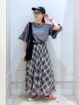 「アイテム（キャップ）」を使った、アリマさん（レディース・158cm・30代）の夏コーディネート