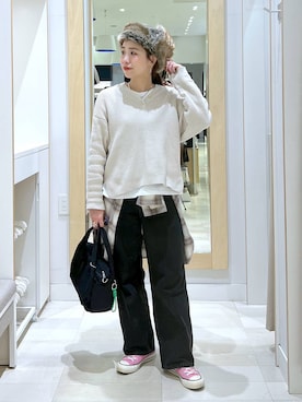 「アイテム（パンツ）」を使った、アリマさん（レディース・158cm）の冬コーディネート