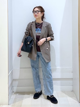 「アイテム（シュシュ）」を使った、アリマさん（レディース・158cm）の秋コーディネート