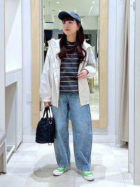 「UNIVERSAL OVERALL（ユニバーサルオーバーオール）のアイテム（帽子）」を使った、アリマさん（レディース・158cm）の冬コーディネート