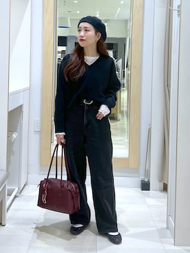 「GLOBAL WORK（グローバルワーク）のGOODデニムバギーパンツ/498388（デニムパンツ）」を使った、アリマさん（レディース・158cm）の秋コーディネート