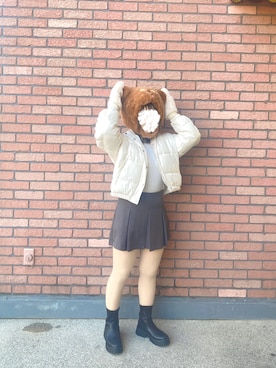 「ユニバ」｜「アイテム（その他アウター）」を使った、Kinaさん（レディース・154cm）の冬コーディネート