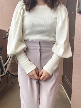 「パワショルニット」｜もく ❤︎さん（レディース・155cm）の秋コーディネート