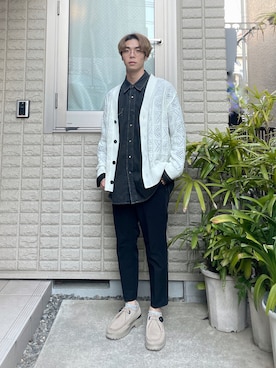 「PG（ピージー）のアイテム（その他シューズ）」を使った、あほげさん（メンズ・174cm）の冬コーディネート