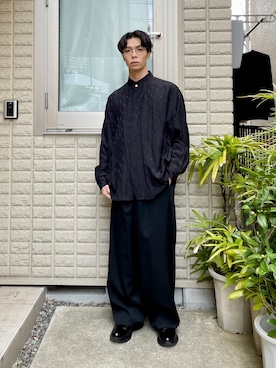 「Graphpaper（グラフペーパー）のアイテム（スラックス）」を使った、あほげさん（メンズ・175cm）の冬コーディネート