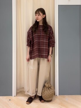 「Samansa Mos2（サマンサ モスモス）のセパレートサンダル（サンダル）」を使った、yanoさん（レディース・153cm）の夏コーディネート