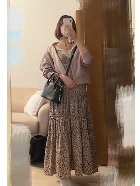 「キャミワンピ」｜「アイテム（ジャージ）」を使った、あおさん（レディース・157cm）の春コーディネート
