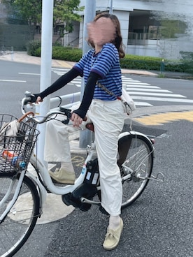 「Clarks（クラークス）のCLARKS Wallabee/クラークス ワラビー オリジナル シューズ（モカシン/デッキシューズ）」を使った、あおさん（レディース・157cm）の夏コーディネート