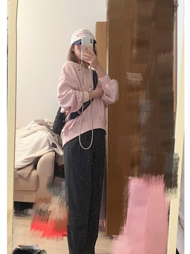 「スウェット×スラックス」｜あおさん（レディース・157cm）の春コーディネート