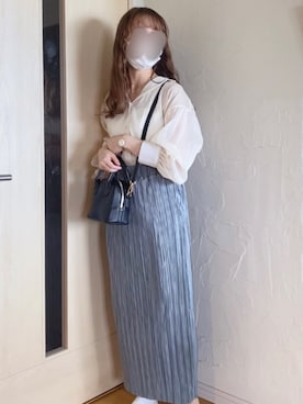 「ベージュ×ブルー」｜あおさん（レディース・157cm）の夏コーディネート