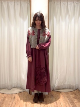 「TSUHARU by Samansa Mos2（ツハルバイサマンサモスモス）のアイテム（ワンピース/ドレス）」を使った、ayanoさん（レディース・162cm）の秋コーディネート