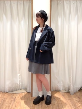 「ehka sopo（エヘカソポ）のアイテム（ノーカラージャケット）」を使った、ayanoさん（レディース・162cm）の春コーディネート