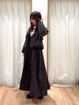 「サマンサモスモス」｜「アイテム（ノーカラージャケット）」を使った、ayanoさん（レディース・162cm）の秋コーディネート