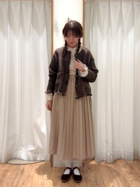 「サマンサモスモス」｜「アイテム（ノーカラージャケット）」を使った、ayanoさん（レディース・162cm）の冬コーディネート