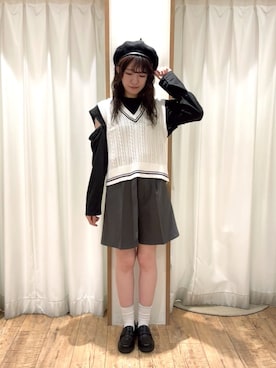 「ehka sopo（エヘカソポ）のアイテム（ハンチング/ベレー帽）」を使った、ayanoさん（レディース・162cm）の秋コーディネート