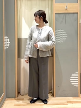 「Samansa Mos2（サマンサ モスモス）の透かしニットカーディガン（カーディガン/ボレロ）」を使った、ayanoさん（レディース・162cm）の冬コーディネート