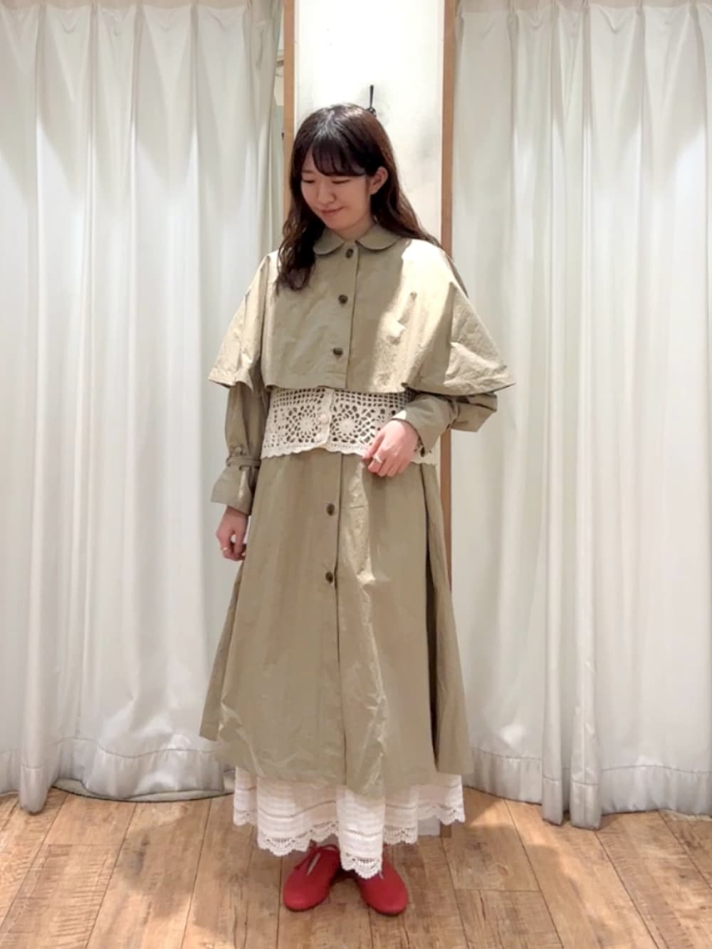 「TSUHARU by Samansa Mos2、TSUHARU、ツハル、ツハル バイ サマンサモスモス、春アウター、春コーデ、春、トレンチコート」｜「TSUHARU by Samansa Mos2のポンチョ付き3WAYコート（その他アウター、ベージュ系）」を使った、ayanoさん（レディース・162cm）の春コーディネートの1枚目の写真