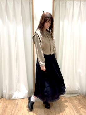 「TSUHARU by Samansa Mos2（ツハルバイサマンサモスモス）のアイテム（ベスト）」を使った、ayanoさん（レディース・162cm）の秋コーディネート