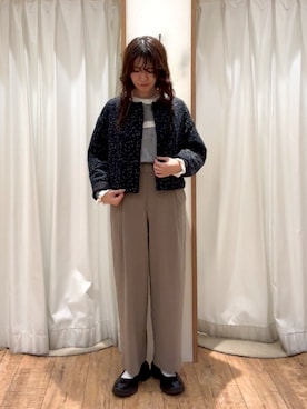 「サマンサモスモス」｜「アイテム（ノーカラージャケット）」を使った、ayanoさん（レディース・162cm）の秋コーディネート