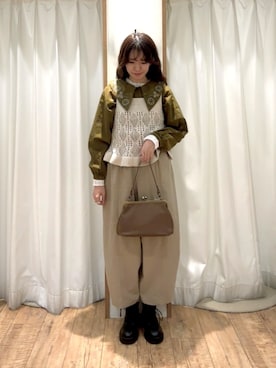 「Samansa Mos2（サマンサ モスモス）のエッグパンツ（その他パンツ）」を使った、ayanoさん（レディース・162cm）の秋コーディネート