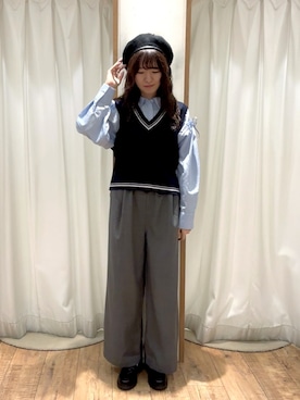 「ehka sopo（エヘカソポ）のアイテム（ハンチング/ベレー帽）」を使った、ayanoさん（レディース・162cm）の秋コーディネート