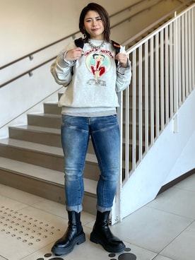 「アイテム（スウェット）」を使った、ha-tan. ✩.*˚さん（レディース・157cm・20代）の春コーディネート