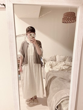 「Samansa Mos2（サマンサ モスモス）のモチーフレースワンピース（ワンピース）」を使った、𝚒 𝚣 𝚞 𝚖 𝚒 さん（レディース・156cm）の春コーディネート