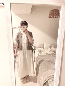 「Samansa Mos2（サマンサ モスモス）のモチーフレースワンピース（ワンピース）」を使った、𝚒 𝚣 𝚞 𝚖 𝚒 さん（レディース・156cm）の春コーディネート