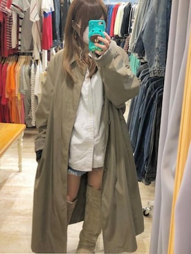 「水色」｜「アイテム（トレンチコート）」を使った、@Chieさん（レディース・149cm）の夏コーディネート