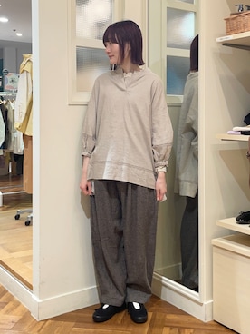 「チュニック」｜「アイテム（その他）」を使った、里桜さん（レディース・158cm）の春コーディネート