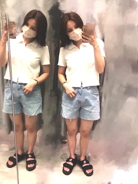 「きりっぱなしボブ」｜ちゃみんさん（レディース・156cm）の夏コーディネート
