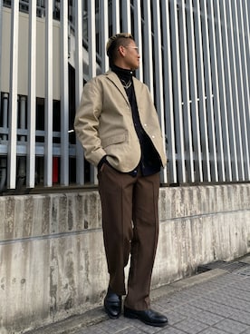 「schott（ショット）の【直営限定】Schott/ショット/MILITARY SLACKS/ミリタリースラックス（その他パンツ）」を使った、Yuta Suzukiさん（メンズ・174cm）の冬コーディネート