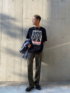 「schott（ショット）の【直営限定】Schott/ショット/MILITARY SLACKS/ミリタリースラックス（その他パンツ）」を使った、Yuta Suzukiさん（メンズ・174cm）の春コーディネート