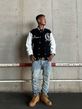 「schott（ショット）のアイテム（スタジャン）」を使った、Yuta Suzukiさん（メンズ・174cm）の夏コーディネート