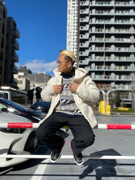 「schott（ショット）の【直営限定】Schott/ショット/MILITARY SLACKS/ミリタリースラックス（その他パンツ）」を使った、Yuta Suzukiさん（メンズ・174cm）の冬コーディネート