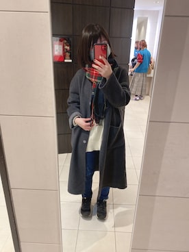 「赤チェック」｜「アイテム（その他アウター）」を使った、maiko⑅◡̈⑅さん（レディース・153cm）の冬コーディネート