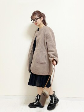 「Honeys（ハニーズ）のアイテム（ノーカラーコート）」を使った、あんまるさん（レディース・166cm）の秋コーディネート