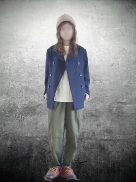 「GU（ジーユー）のアイテム（ピーコート）」を使った、manami💞さん（レディース・165cm）の冬コーディネート
