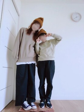 「息子」｜「アイテム（スウェット）」を使った、manami💞さん（レディース・165cm）の冬コーディネート