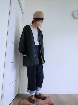 「AS KNOW AS plus（アズノゥアズプラス）のアイテム（ナイロンジャケット）」を使った、manami💞さん（レディース・165cm）の秋コーディネート