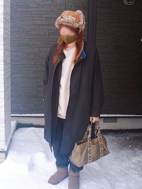 「AS KNOW AS plus（アズノゥアズプラス）のアイテム（ノーカラージャケット）」を使った、manami💞さん（レディース・165cm）の冬コーディネート