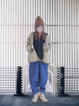 「MERLOT（メルロー）のアイテム（デニムパンツ）」を使った、manami💞さん（レディース・165cm）の冬コーディネート