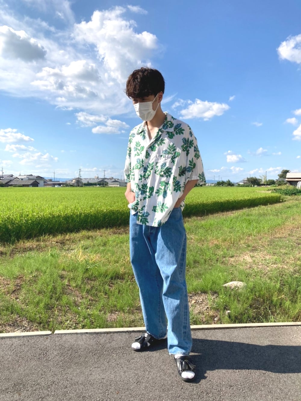 UNUSED STUDIOUS別注 flower shirts 3 WHITE