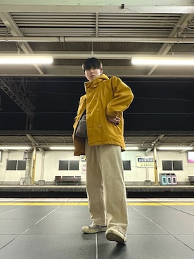 「Gramicci（グラミチ）のアイテム（バッグ）」を使った、issaさん（メンズ・168cm）の冬コーディネート