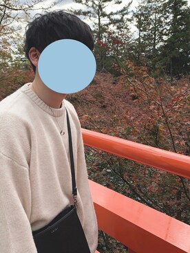 「ADRER（アドラー）のADRER 極上ふわもちニット（Knitwear、ホワイト系）」を使った、いろじろさん（メンズ・170cm）の秋コーディネート