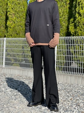 「sunsea」｜「アイテム（スラックス）」を使った、こーきさん（メンズ・176cm）の秋コーディネート