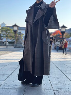 「チェック柄に恋してる」｜「アイテム（トレンチコート）」を使った、こーきさん（メンズ・176cm）の秋コーディネート