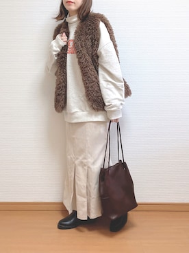 「ISOOK（アイスー）のアイテム（スウェット）」を使った、なこさん（レディース・163cm）の冬コーディネート
